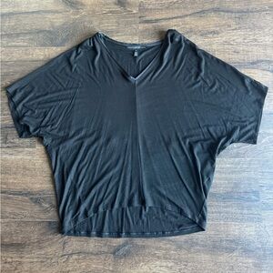 White House Black Market Black Short Sleeve V-Neck Top